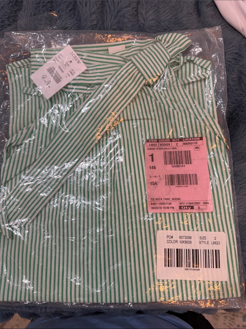J. Crew Girls Green and White Striped Tank Top